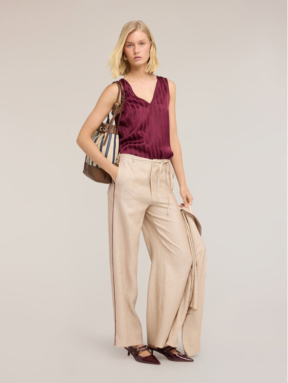 Motivi Motivi Pantaloni di tessuto P03ZQ004789N002 Crema Over Fit