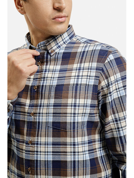 Cross Jeans Cross Jeans Koszula 35616-025 Brązowy Regular Fit