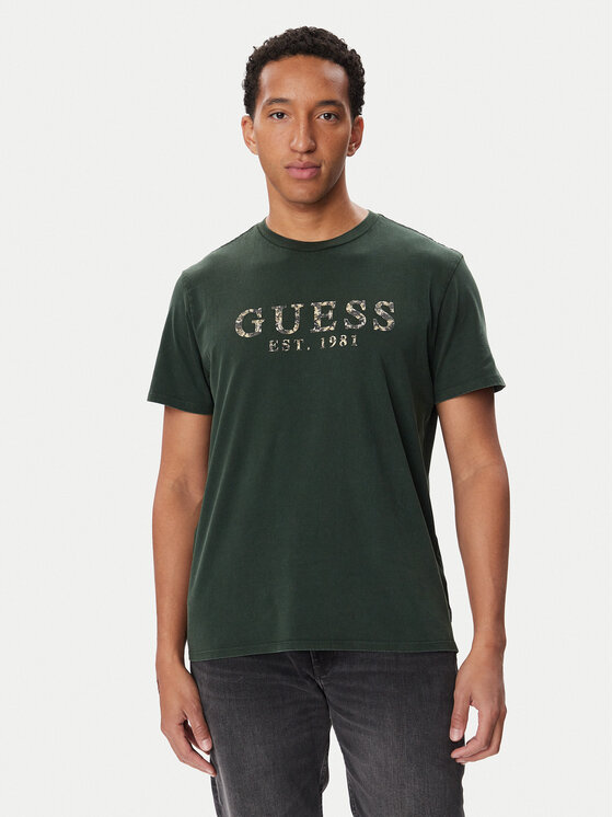 Guess Guess T-Shirt M6BI73 K6674 Tmavě zelená Regular Fit
