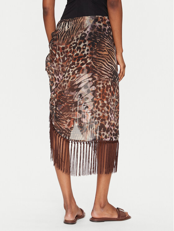 Guess Guess Midi szoknya E5GZ01 WH4T2 Barna Regular Fit