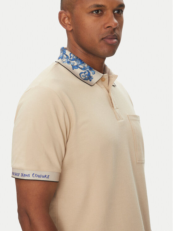 Versace Jeans Couture Versace Jeans Couture Polo 78GAGT04 Beżowy Regular Fit
