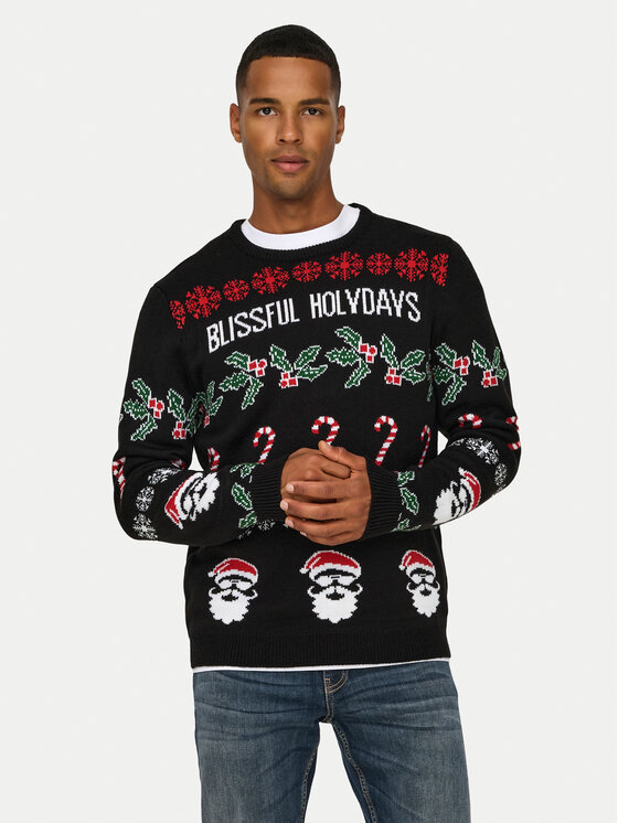 Only & Sons Only & Sons Sweater Xmas 22031171 Fekete Regular Fit