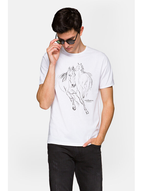 Lancerto Lancerto T-Shirt Dexter TS073221000029 Biały Regular Fit