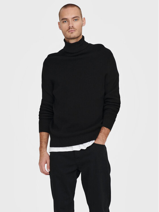 Only & Sons Only & Sons Rollkragenpullover Phil 22023202 Schwarz Regular Fit