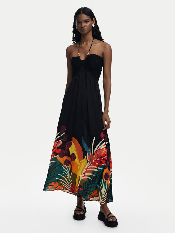Desigual Sukienka letnia Belice 25SWMW08 Czarny Regular Fit