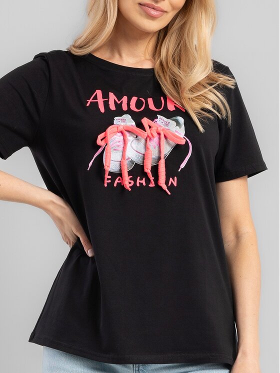 Perso Perso T-Shirt TCE245410F Czarny Regular Fit