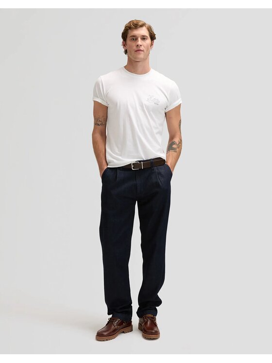 Lee Lee Spodnie materiałowe PLEATED CHINO Granatowy Straight Fit