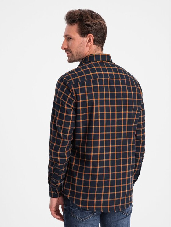 Ombre Ombre Koszula OM-SHCS-0145 Granatowy Slim Fit