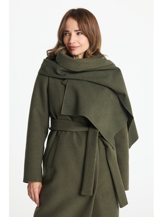 Salme Salme Płaszcz wełniany Verona maxi Zielony Regular Fit
