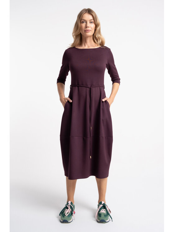 CLICK CLICK Sukienka dzianinowa 60-6028 Fioletowy Regular Fit