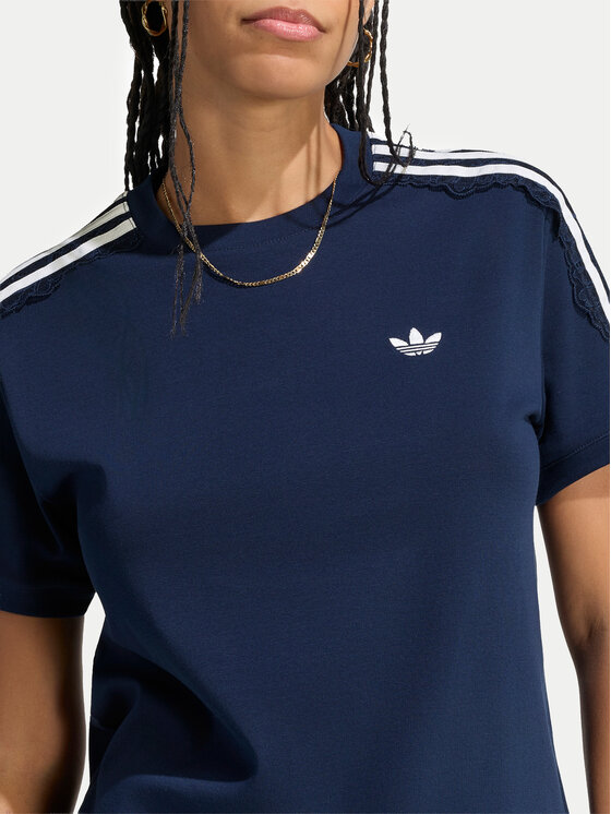 adidas adidas Tričko Lace 3 Stripes LG4264 Tmavomodrá Regular Fit