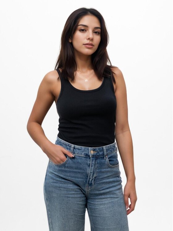 Urban City Urban City Top Klasyczny 126120 Czarny Regular Fit