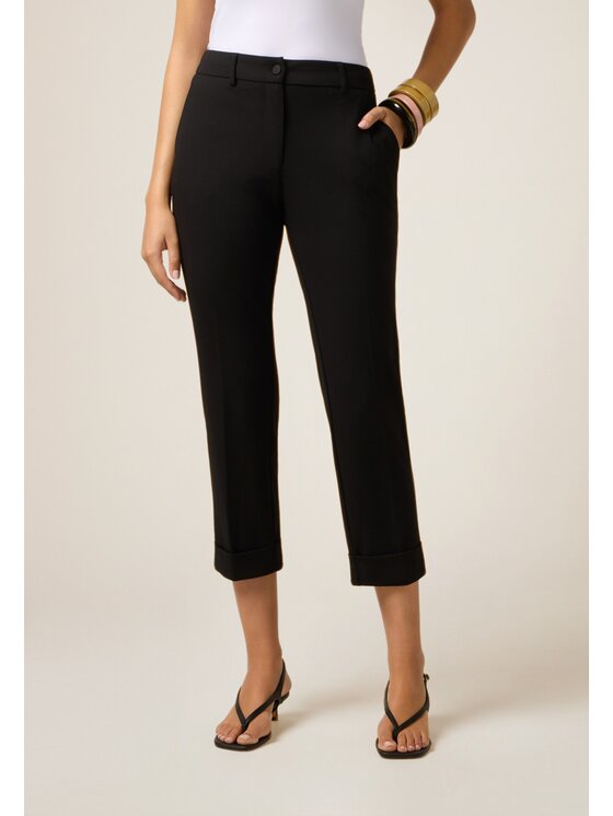 Oltre Oltre Spodnie materiałowe P079R008667N033 Czarny Regular Fit