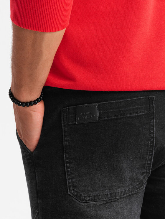 Ombre Ombre Jeansy OM-PADJ-0165 Czarny Regular Fit