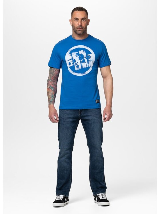 PITBULL PITBULL T-Shirt LOGO PALMS Niebieski Regular Fit