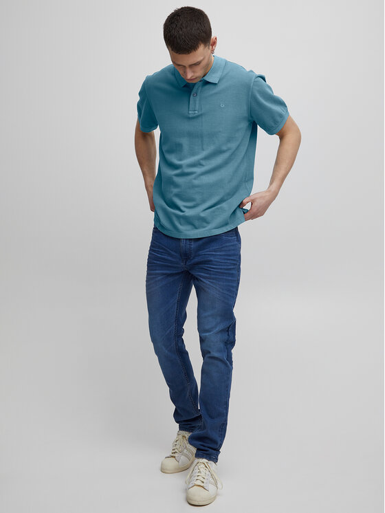 Blend Blend Тениска с яка и копчета 20715297 Син Regular Fit
