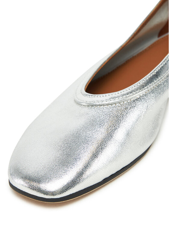 Tommy Hilfiger Tommy Hilfiger Балетки Soft Metal Lthr Ballerina No Bow FW0FW08601 Срібний