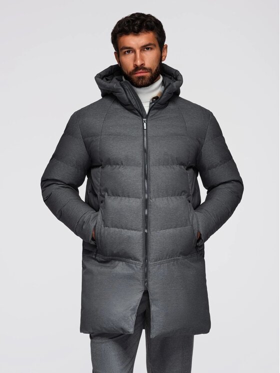 Ombre Ombre Kurtka zimowa OM-JALJ-0264 Szary Regular Fit