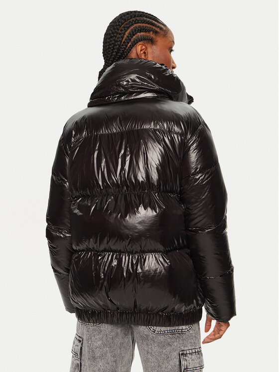 Hetregó Hetregó Пухено яке Rose 8N723 Черен Oversize