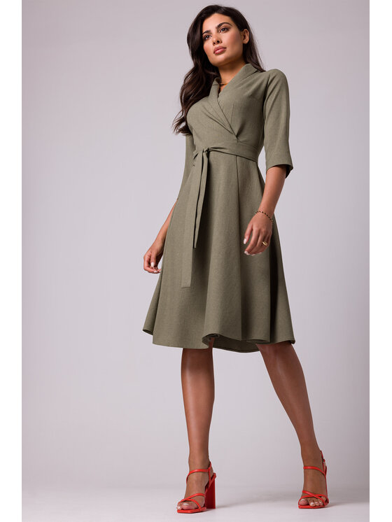 BeWear BeWear Sukienka codzienna B255 Zielony Regular Fit