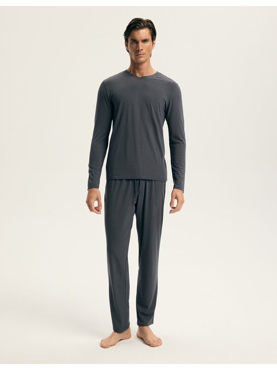 Esotiq Esotiq Piżama 44400 Szary Regular Fit