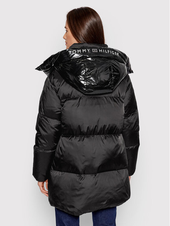 Tommy Hilfiger Tommy Hilfiger Daunenjacke Gloss Matte Logo WW0WW33074 Schwarz Relaxed Fit
