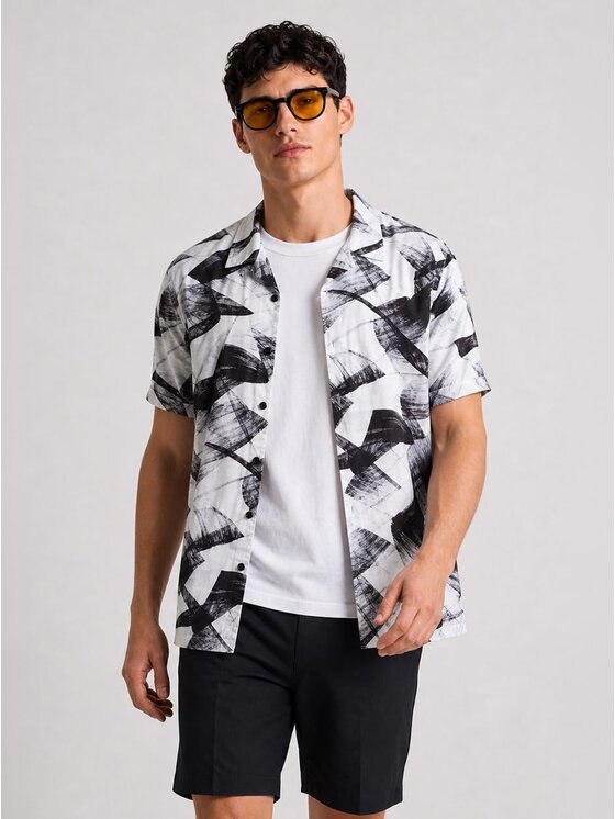 MyStars MyStars Koszula Na lato wakacje urlop 132128 Biały Relaxed Fit
