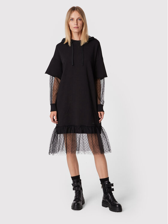 Red Valentino Red Valentino Džemper haljina 1R3MJ09H Crna Regular Fit