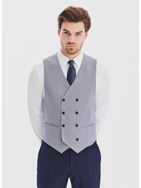 Pako Lorente Pako Lorente Kamizelka garniturowa P25WF-8X-007 Granatowy Slim Fit