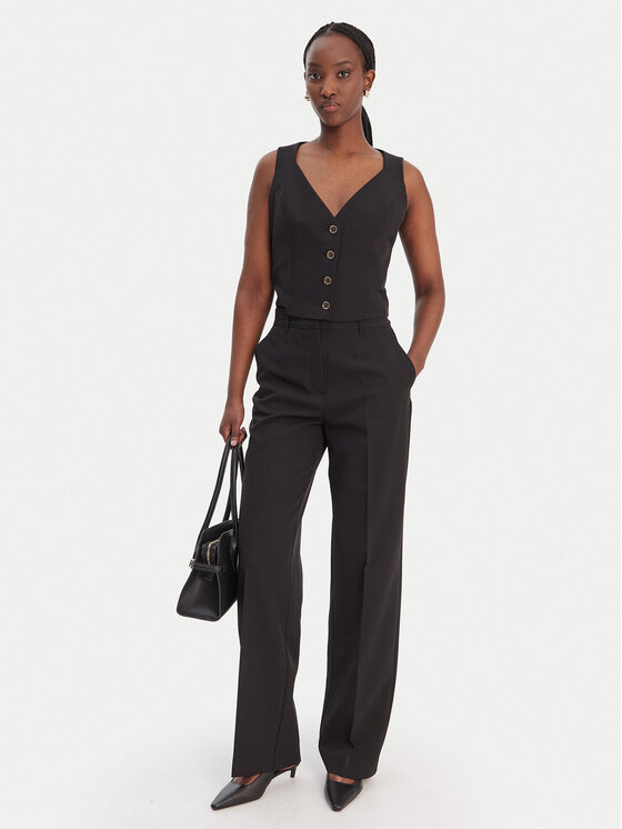 Guess Guess Kalhoty z materiálu W6RB02 WH9Y2 Černá Regular Fit