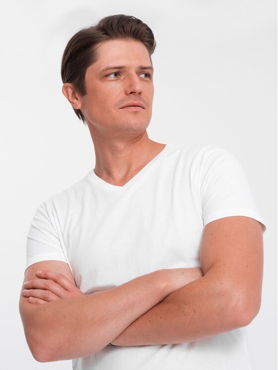 Ombre Ombre T-Shirt OM-TSBS-0145 Bílá Classic Fit