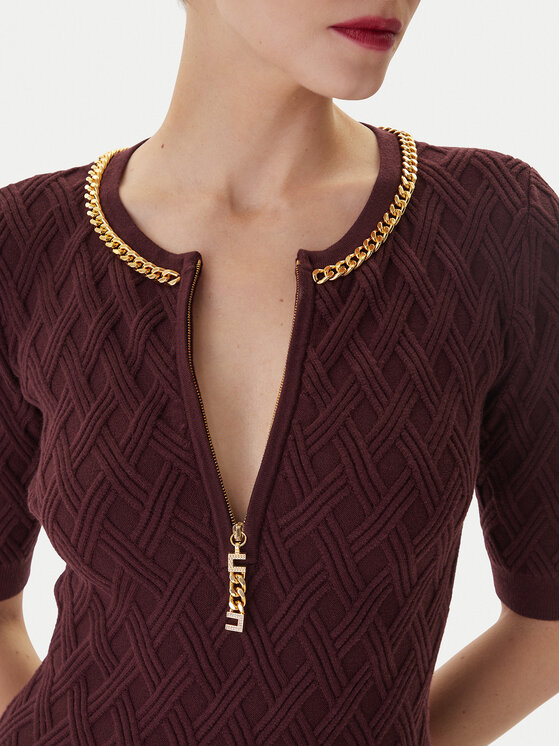 Elisabetta Franchi Elisabetta Franchi Sukienka koktajlowa AM-20B-56E2-V480 Bordowy Regular Fit