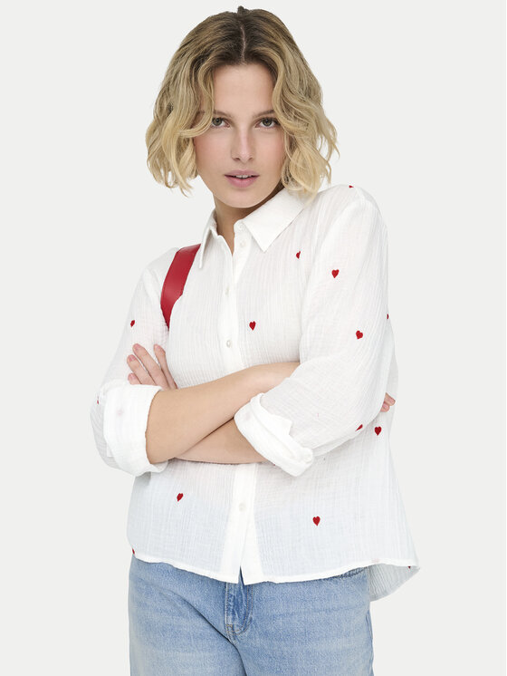 ONLY ONLY Hemd Heart 15332482 Weiß Regular Fit