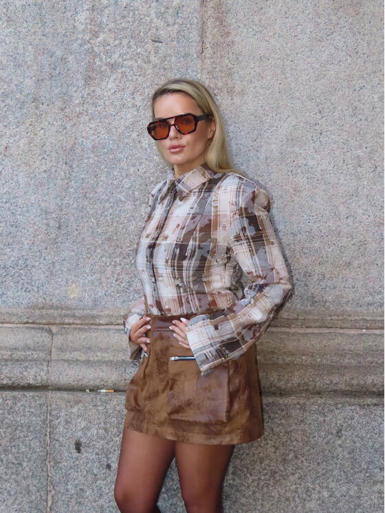 Magda Matyja Magda Matyja Spódnica mini RODEO SKIRT Brązowy Fitted Fit