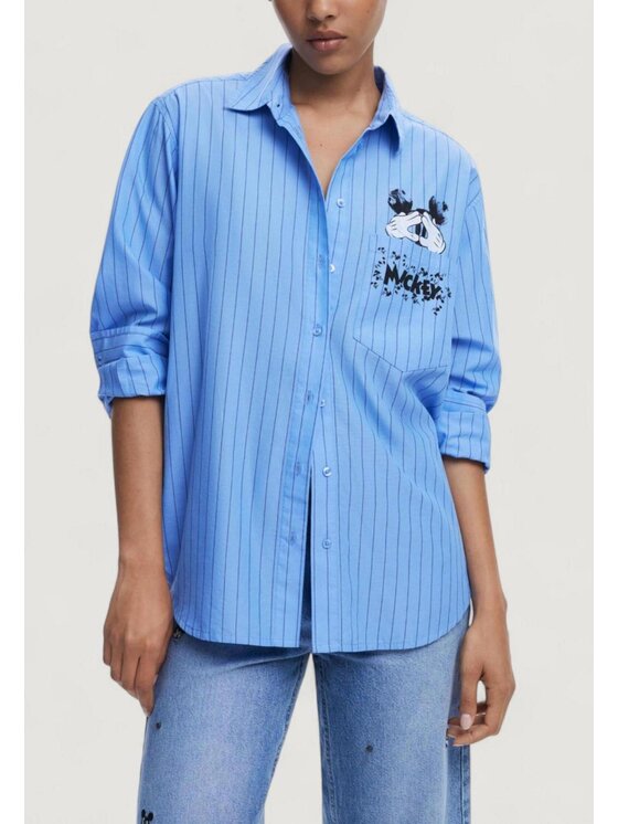 Desigual Desigual Blusa CAM_MICKYSTRIPES Blu Casual Fit