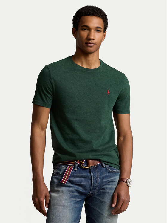Polo Ralph Lauren T shirt 710671438392 Verde Custom Slim Fit Modivo