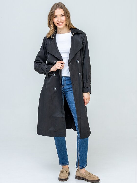 Perso Perso Trenčkot BLE262678F Čierna Regular Fit