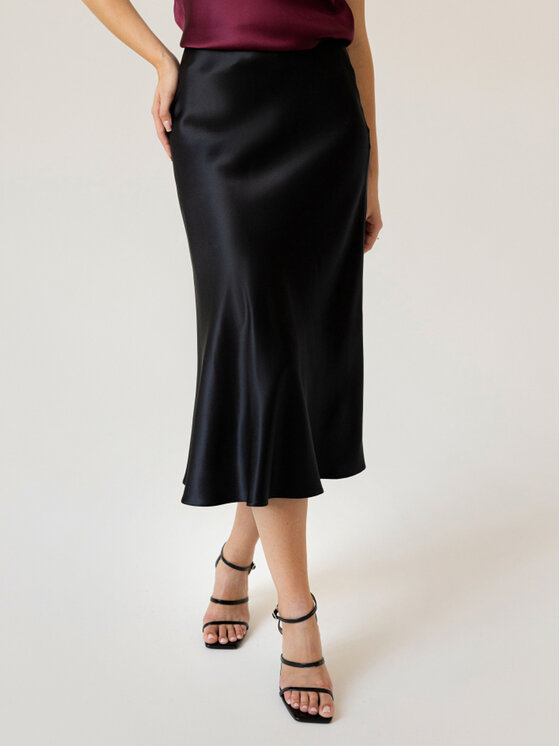 Cat&Cat Cat&Cat Spódnica maxi maxi - jedwabna Czarny Regular Fit