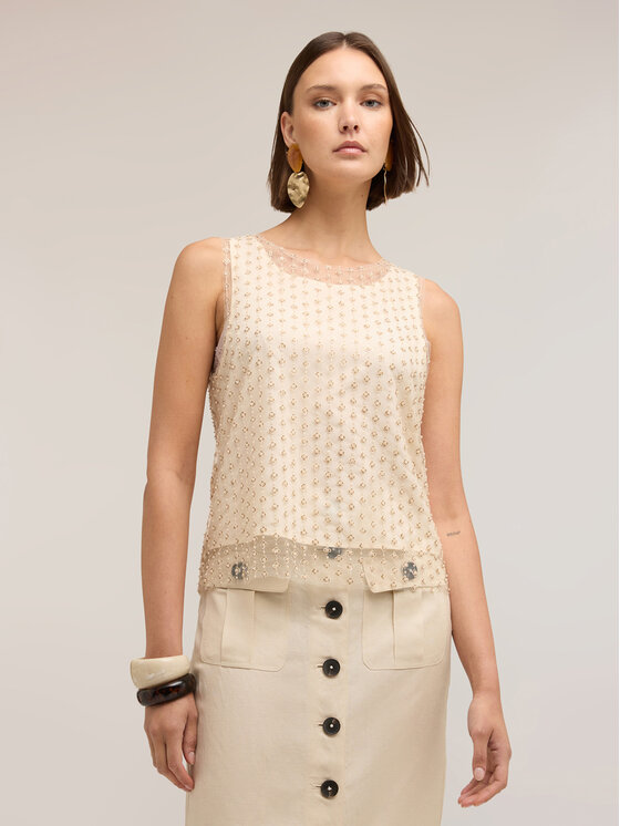 Motivi Motivi Blusa 2030Q001932N002 Crema Regular Fit