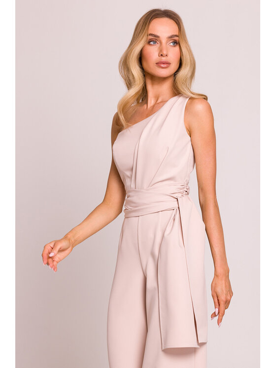 Made of Emotion Made of Emotion Kombinezon M845 Beżowy Sexy Straight Fit