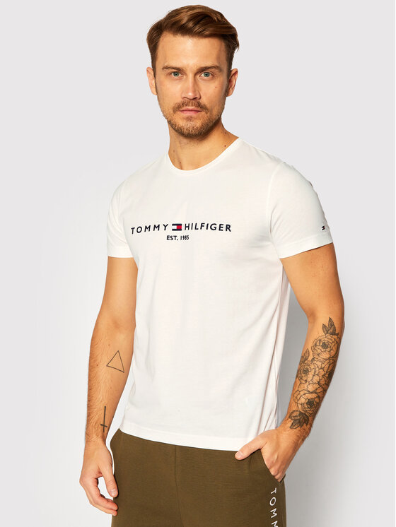 Tommy Hilfiger T-krekls Core Logo Tee MW0MW11465 Balts Regular Fit