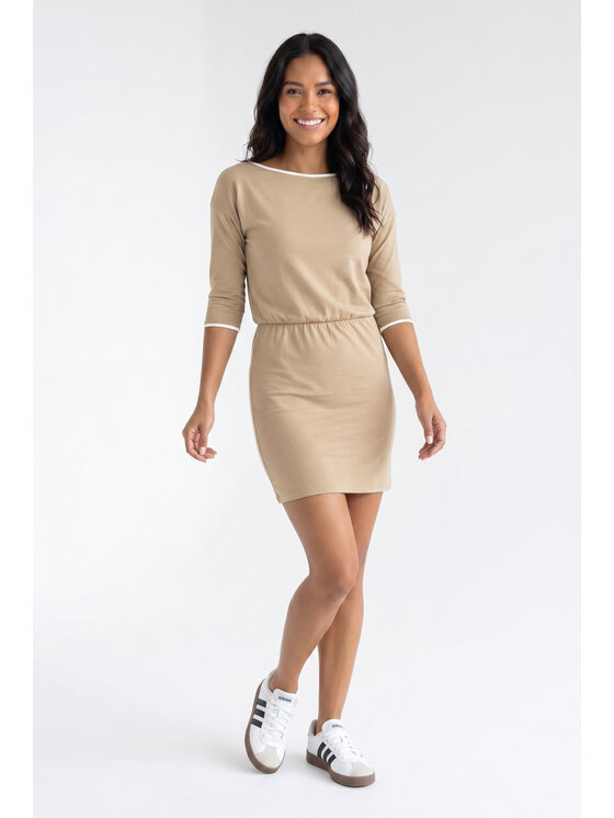 FIGL FIGL Sukienka codzienna M1358 Beżowy Fitted Fit