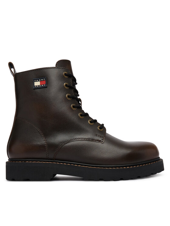 Tommy Jeans Tommy Jeans Pohodni čevlji Archive '01 Brushed Leather EM0EM01787 Temno rjava