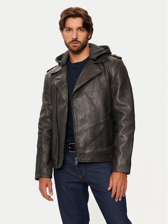 Mustang Giacca di pelle 310-23-167 Nero Regular Fit, taglia : M