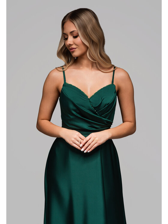 Ombre Ombre Sukienka wieczorowa LA-OM-DLR267 Zielony Regular Fit
