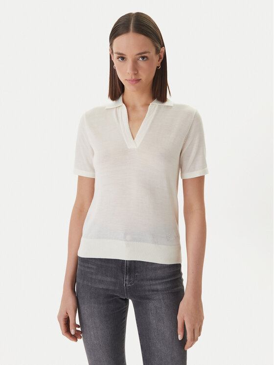 Guess Tricou polo W6GR03 Z0583 Crem Regular Fit