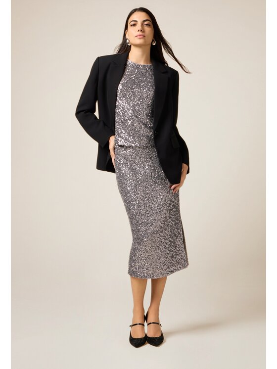 Oltre Oltre Gonna midi 1000J000294N013 Argento Slim Fit