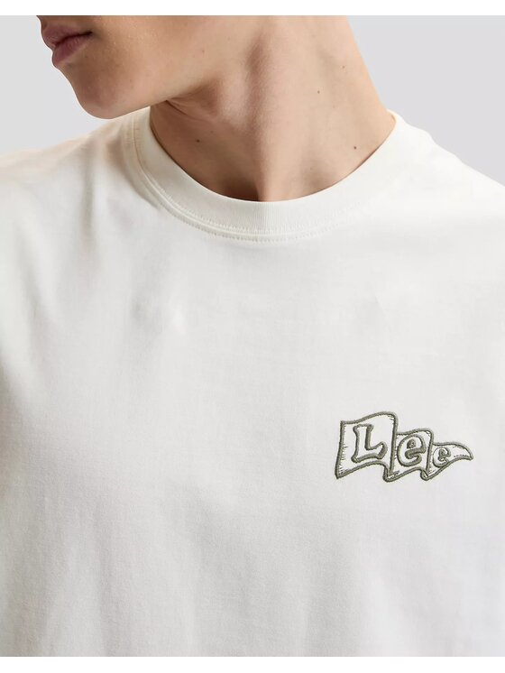 Lee Lee T-Shirt FLAG TEE Biały Regular Fit