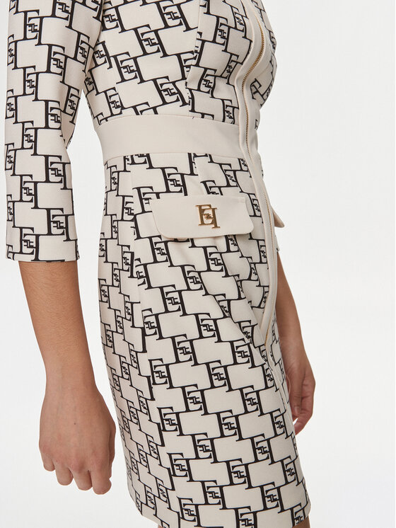 Elisabetta Franchi Elisabetta Franchi Koktel haljina AB-533-41E2-V540 Écru Regular Fit