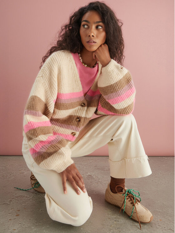 Roxy Roxy Кардиган Marble Tiles Stripe ERJSW03669 Бежов Regular Fit